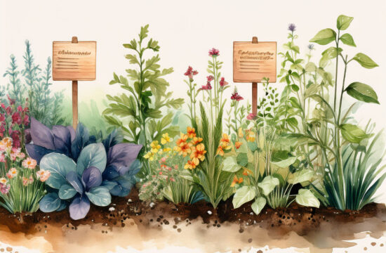 Clear signs organizing a watercolor garden