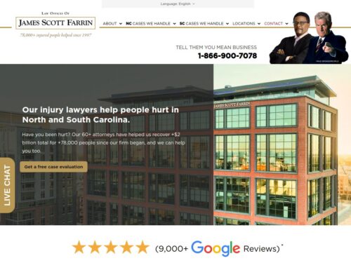 Law Offices of James Scott Farrin homepage on the custom WordPress theme